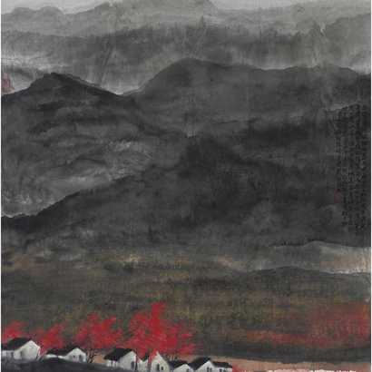 何怀硕 1982年作 秋景67 by 67 cm.